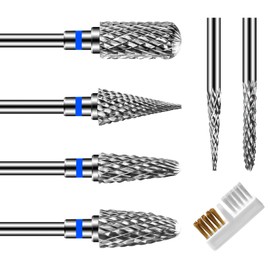 CGBE Nail Cutter Bits, 6 Piece Nail Cutter Tips Grinding Heads Carbide Machine Accessories for Manicure Remove Acrylic or Hard Gel Polygel, 3/32 Inch Professional Bits for Nail Cutter - Medium