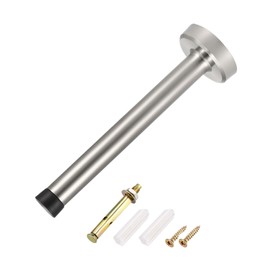 METALLIXITY 1 x Door Stop Wall Mounting Door Stopper (150 mm/5.91 Inches) Stainless Steel Sound Dampening Door Stopper with Screws - for Furniture Decor Silver Tone