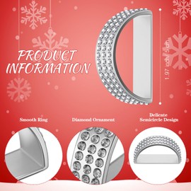 Tioncy 100 Pcs Stainless Steel Diamond Napkin Rings Silver Semicircle Modernist Metal Napkin Holders Rings Bulk Elegant Serviette Buckles for Table Decorations Wedding Dinner Party