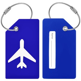 BlueCosto 5X Bright Blue Small Flexible Luggage Tags for suitcases Travel Suitcase Tag w/Privacy Covers