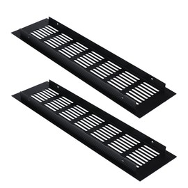 80mm*300mm Air Vents Grille Cover Aluminum Alloy Internal Ventilation Grilles Black Louvred Wall Vent Kitchen Cupboard Wardrobe Accessory (2 Pieces)