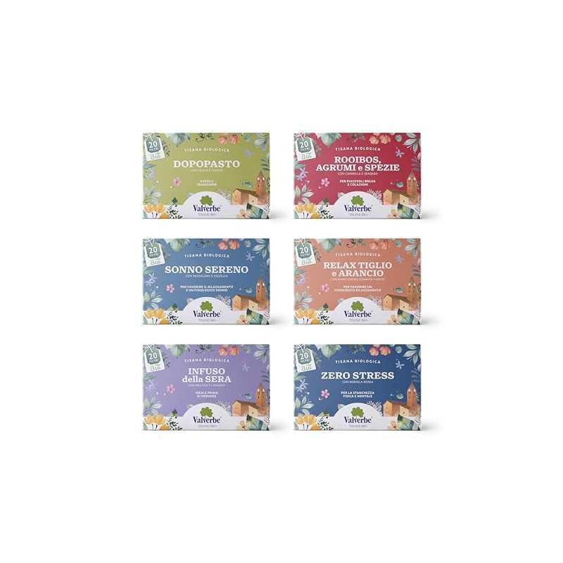 VALVERBE Mix 6 tisane Rilassanti biologiche - 120 g