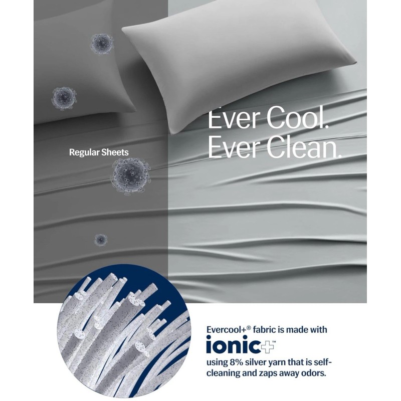 Rest Evercool Flat Sheet Gray King/Cali King Open Box Discounted