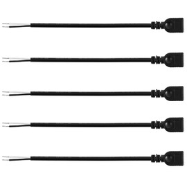 Jienk 5Pcs 1Ft 30CM 22AWG USB 2.0 Female 2Pin Pigtail Cable, 5V USB Type A 2Core Bare Wire Open End Extension Cable for DIY Repair Cable