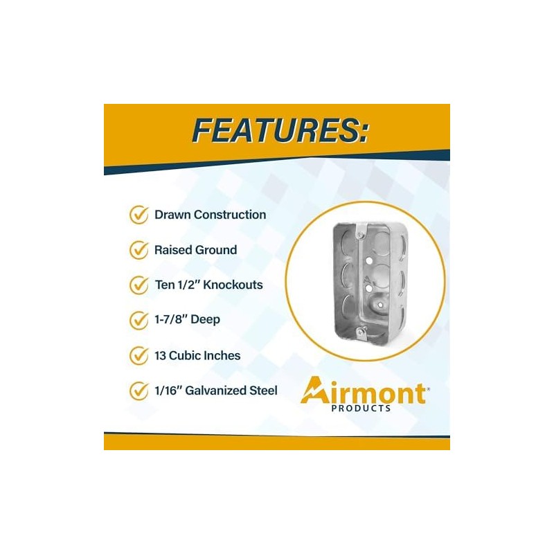 Outlet Box Kit, 2x4'' Utility Electrical Box, Tamper Resistant 15