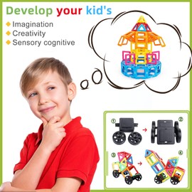 Magnetic Building Blocks, Magnetic Tiles Magnetic Toy for 2 3 4 5 6 7 8 Years Old Boys and Girls, Magnetic Building Block Toy, STEM Learning Toy, Children, Toddlers, Children's Birthday Gift, 38