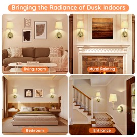 Battery Operated Wall Sconces Set of Two [8000mAh Detachable & Rechargeable Battery] 3 Color Temperature & Dimmable Lamp with LED Display & Remote, Wireless Wall Light for Bedroom & Living Room