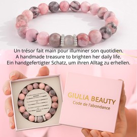 Giulia Beauty – Natural Therapeutic Rhodonite Stones for Women | Unique Wellness Gift | Inner Peace & Positive Energy | Birthday Gift Idea for Mom, Friend, Daughter, Christmas
