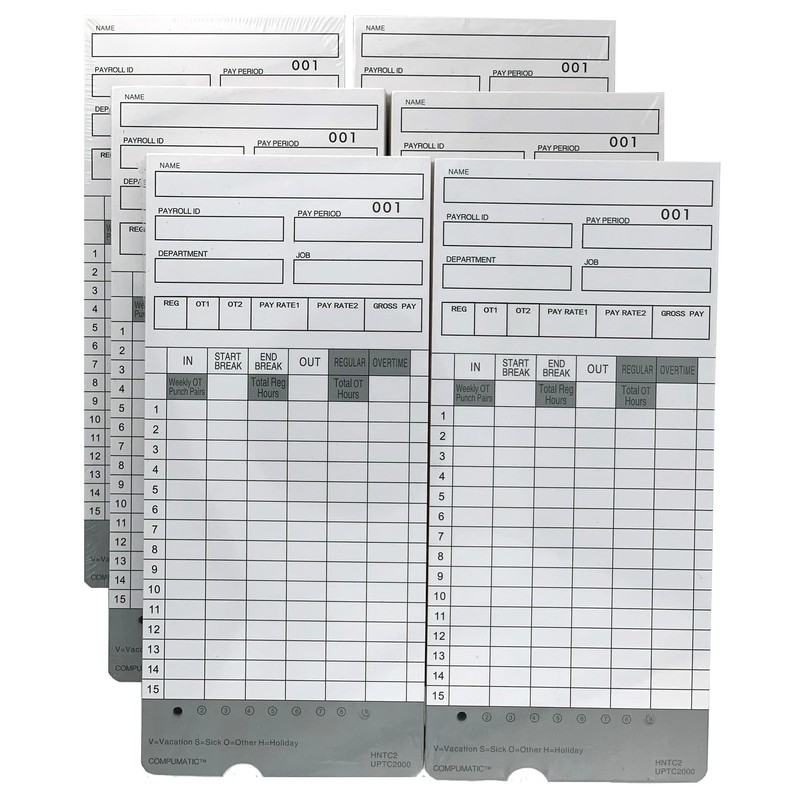 300 Time Cards for uPunch HN2000, HN2500, HN4000, HN4500 AutoAlign