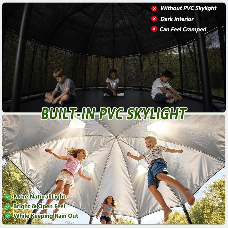 12FT Dome Trampoline Canopy Cover for Backyard Round Trampolines