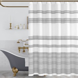 Lazzzy Extra Long Black and White Shower Curtain Waterproof Fabric Striped Shower Curtains for Bathroom Modern Farmhouse Shower Curtain with Hooks Hotel Style Elegant Luxury Bath Decor 70x84 inches