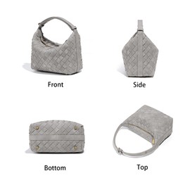 Lexiyat Woven Purse Leather Suede Shoulder Bag for Women Hobo Bags Summer Travel Purse women's top-handle handbags