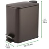 mDesign Rectangular Pedal Bin – 5 L Metal Waste Bin