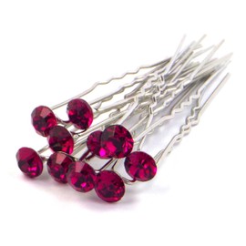MontCherry Brand Fuchsia Pink Stud Crystal Diamante Wedding Bridal Prom 10 Hair Pins by Trendz