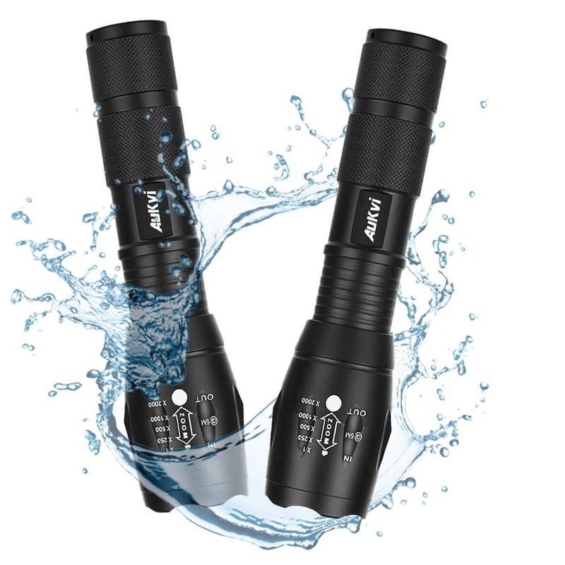 AuKvi 2 Pcs Powerful Green Light Led Flashlight Long Range