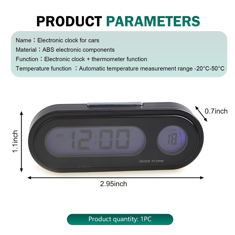 CyperFair Car Clock, 2 in 1 Night-Lighting LED Screen with