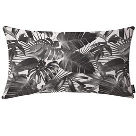 EKOBLA Palm Leaves Rectangle Throw Pillow Case Tropical Jungle Leaf Plant Black White Waist Lumbar Cotton Linen Pillow Covers Decorative Oblong Cushion Cover 12x20 Inches for Sofa Home Decoration