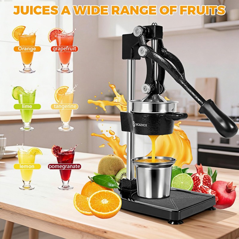 Shcazhcx Cast Iron Juicer, Fruit Squeezer with Stainless Steel Parts