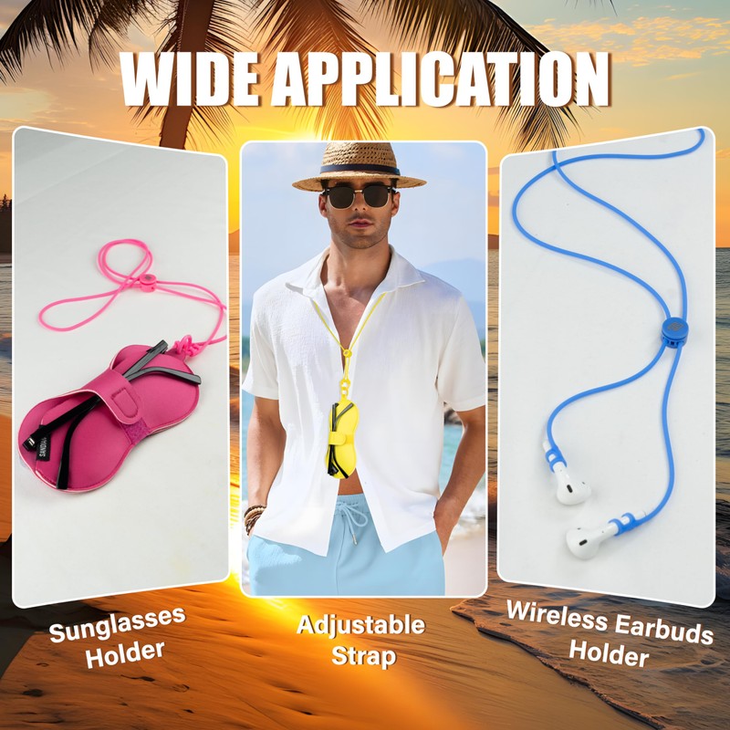 [Yellow] Neoprene Sunglasses Eyewear, Eyeglasses Holder Pouch Case with Strap,