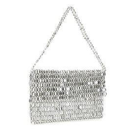 Abvokury Vintage Style Acrylic Silver Sequin Handbag Underarm Purse Evening Clutch for Wedding Party