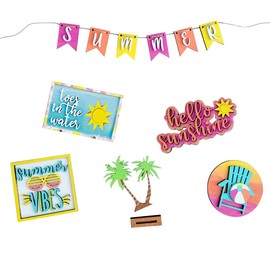 Tiered Tray Stand Wood Tiered Serving Tray Decor Holder Summer Beach Farmhouse Decorative Wooden Tiered Stand Kitchen Counter Table Decor