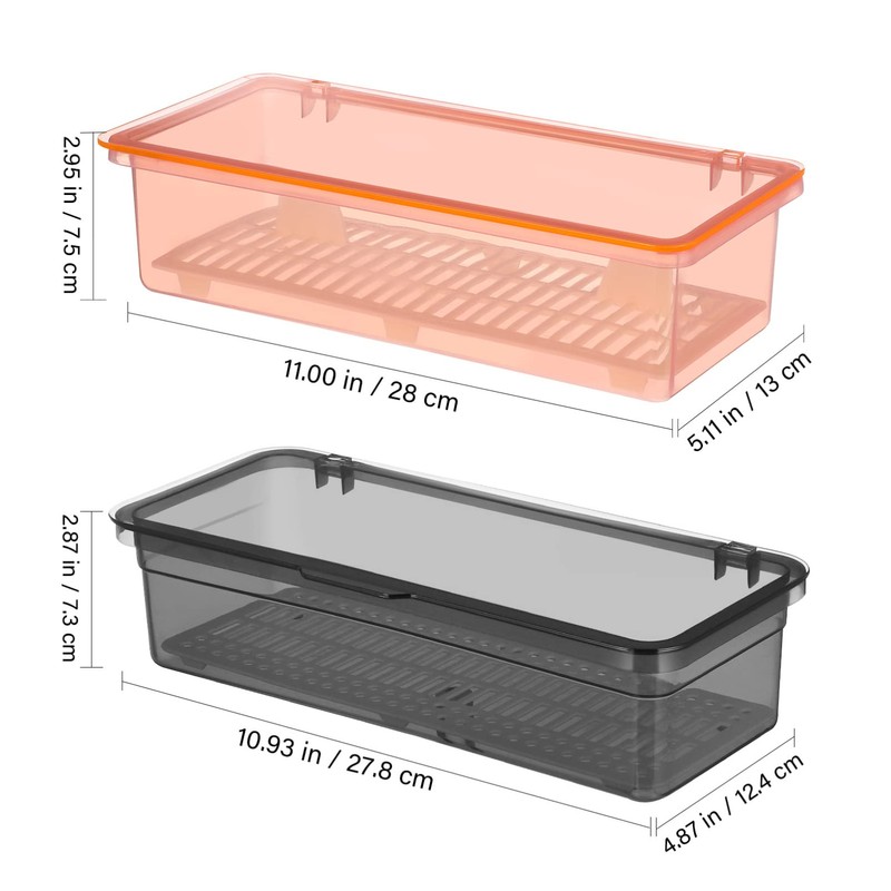TOPBATHY 2 Pcs Flatware Trays Cutlery Organiser with Lid Cutlery