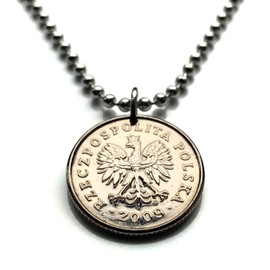 1992 Poland Polska 50 Groszy coin pendant white Polish eagle Warsaw Krakow Wroclaw Lodz Poznan Gdansk Szczecin Bydgoszcz Lublin Poles Polans Polonia Białystok Katowice Gdynia Czestochowa n000847