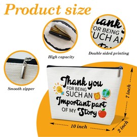 Teacher Appreciation Gifts for Women - Thank You Gifts for Teacher - Best Teacher Gifts - Thank You for Being Such an Important Part of My Story Cosmetic Bag Zipper Travel Pouch