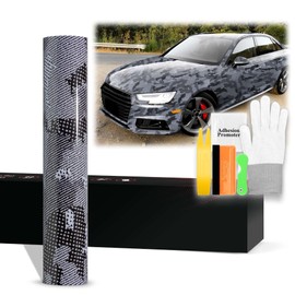 20"x60" (1.6FTx5FT) Storm Gray PET Camouflage Python Gloss Vinyl Wrap Auto Car Sticker Decal Film Sheet Bubble Free Air Release Technology with Tool Kit