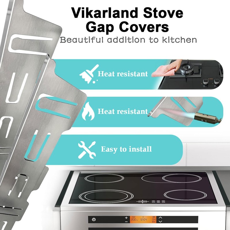 Vikarland Stainless Steel Stove Gap Covers Retractable Filler Guards Range