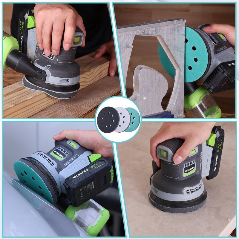 WORKPRO 5 Inch Orbital Sander Interface Pads and Sanding Discs,