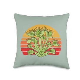 Retro Venus Fly Trap Vintage 80s Plant Graphic Throw Pillow