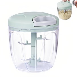 Taoluwin Manual Chopper, Garlic Chopper with Stainless Steel Blades, Garlic Mincer Hand Pull String, Vegetable Chopper Cutter Mincer for Onion Veggies Fruits Nuts Herbs (Green, 900ml)