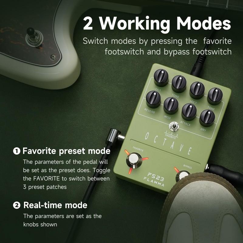 FLAMMA Octave Guitar Pedal FS23 Pitch Shifter Pedal with Modulation,