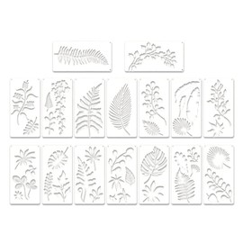 jingfei 16 Pieces Leaves Stencil Reusable Sheet Painting Stencil Sheet Wall Stencil Leaf Pattern Template Tropical Leaf Reusable