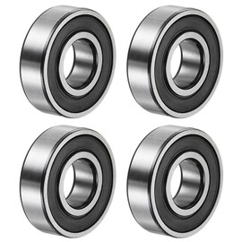 sourcing map 4 Pcs 17 x 40 x 12mm C3 Double Rubberized Chrome Steel Bearings - Black - 6203-2RS