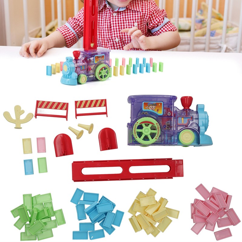 Domino Game Car Toy Set DIY Automatic Placement Domino Train