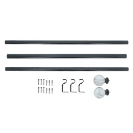 Meriville 3/4" Diameter Single Window Curtain Rod, White Marble Ball Finial, 84-inch to 120-inch Adjustable, Black