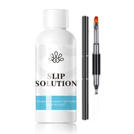 Slip Solution for Polygel Nails - Anti-stick Slip Solution Kit - 60ML Poly Nail Gel Nail Extension Clear Slip Solution - Polygel Slip Solution with Nail Art Brush Starter Kit