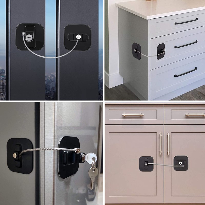 Refrigerator Lock with Key, Fridge Locks,Lock for Fridge Freezer, Cabinets