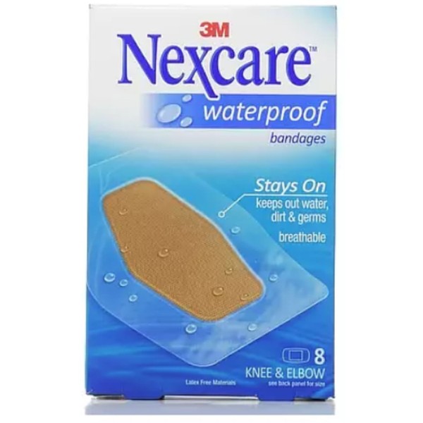 Nexcare Waterproof Clear Bandages Knee & Elbow 8 Each (Pack of 9)