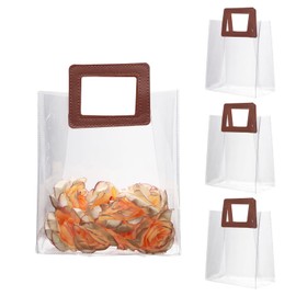 Utiliza 3PCS Small Clear PVC Gift Bags with Handles, Reusable Christmas Clear Plastic Gift Wrapping Bags for Bridal Party, Wedding Favors (7" x 8" x 4 ")