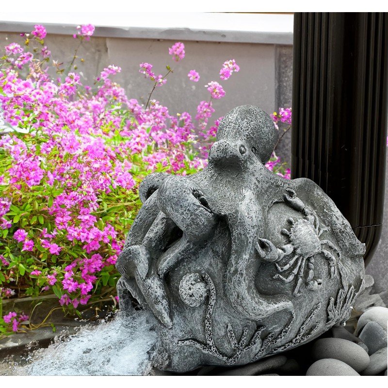 Teaeeno Real Octopus Sculpture Gutter Downspout Extension Decoration,Gutter Downspout Decorative,Downspout