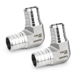 TAISHER 1PCS 304 Stainless Steel 90 Degree Elbow Pex Fittings, 3/4" Pex Fitting With 2PCS Hose Clamp For Pex Tubing Pipe