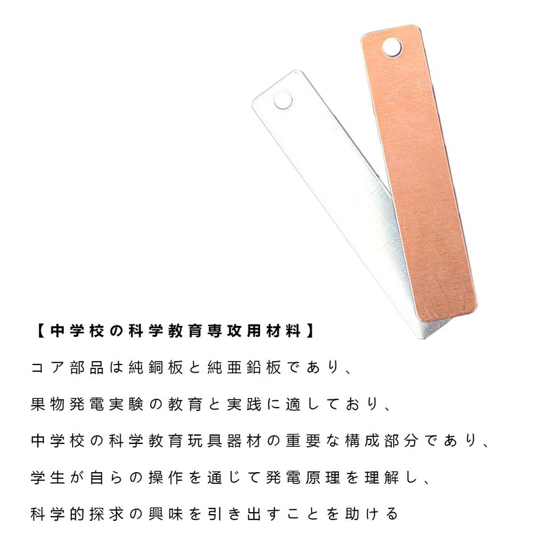 BRIIKPP 金属板 亜鉛板 銅板 果物電池用 小学生 中学生 理科 レモン電池 回路実験