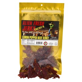 Alien Fresh Jerky - Classic - Lemon Pepper Beef Jerky - Premium Beef - Low Calorie Snack - The Best Jerky In The Universe - 3.25 OZ - Made In USA