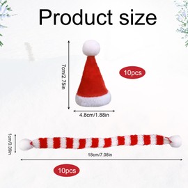 SKHAOVS 20Pcs Mini Christmas Hat and Mini Christmas Scarf Set,Mini Santa Hat,Mini Hat Scarf,Finger Hat,Mini Christmas Decoration,Cute Christmas Accessories for Christmas Party (20Pcs)