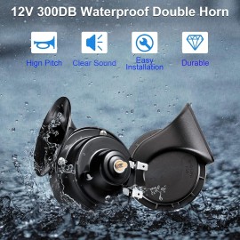 12V Super Loud Horns,300DB Waterproof Double Truck Horns,Car Horn Electric Snail