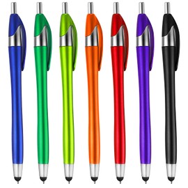 TIESOME 7Pcs Ballpoint Pens with Stylus Tips, Retractable Touch Screens Medium Point Ball Point Pen Black Ink Writing Pen 2 in 1 for Daily Work School Writing Stationery Office Supplies