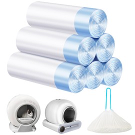 Cat Litter Bags 120 Count,19.68"x17.71" Drawstring Close Litter Box Liners for Automatic Litter Box,Thick Cat Poop Bags,Easy to Clean,Heavy Duty Robot Bag for Self-Cleaning Box